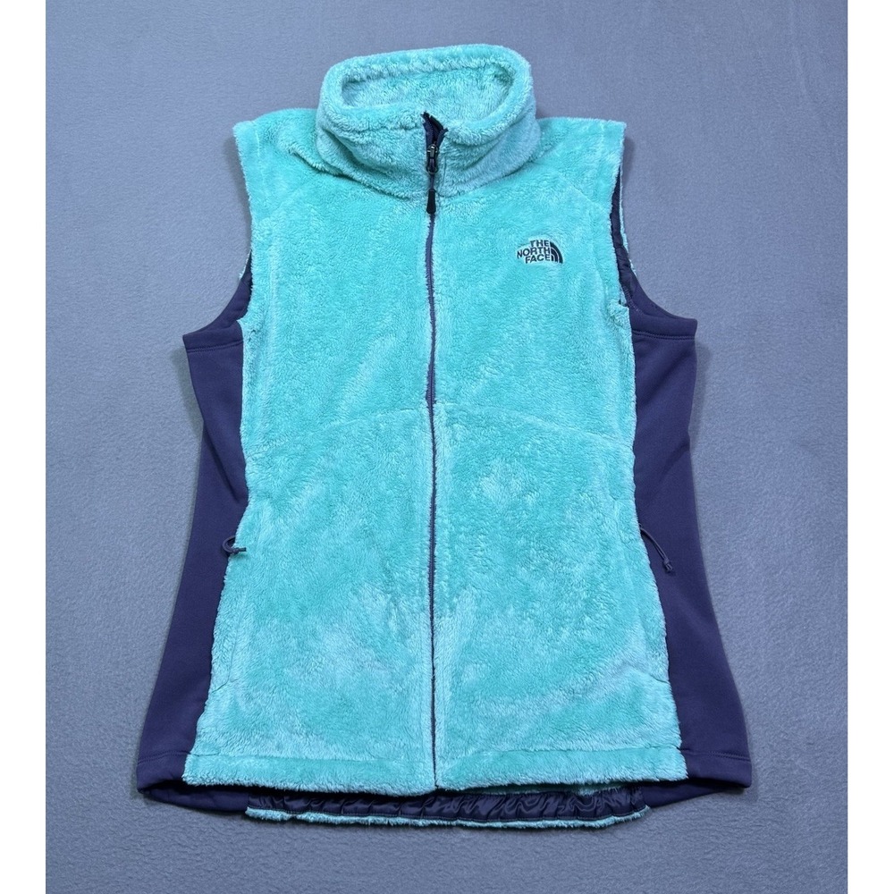 The North Face Womens L Fleece Vest Aqua Turquoise High Pile Full Zip Outdoor